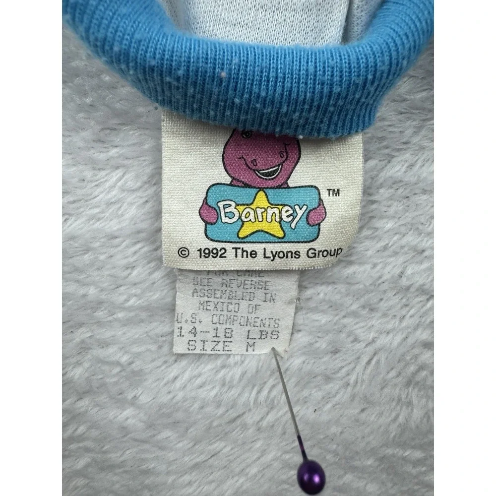 Vintage 1992 Barney Dino Sleeper Pajamas PJ Front‎ & Back Bath Image Size Medium